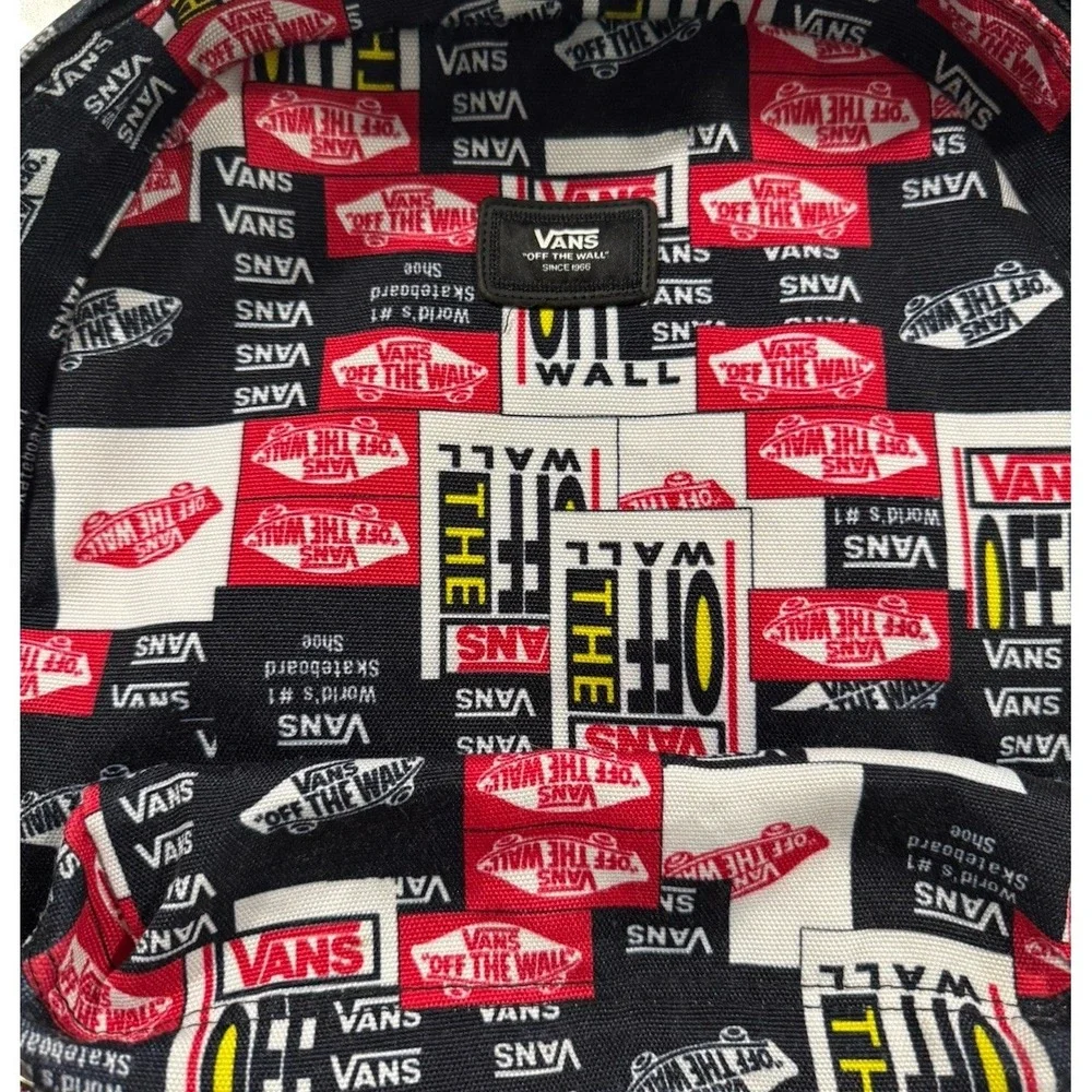 Vans Off The Wall Backpack Red Black White Graphic Logo Skate Surf School Casual